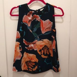 C&E Watercolored Floral Tank Blouse